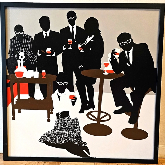 Martini Lunch Square Black Giclee Wall Art 31х31 in Used like new